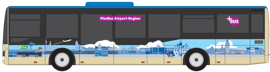 Busbeklebung des PlusBus Airport-Region