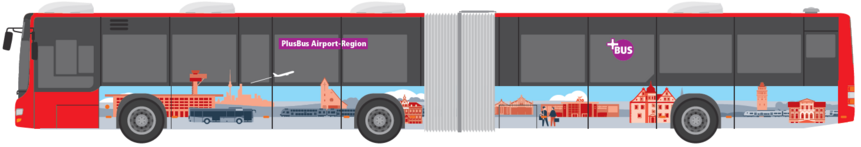 Busbeklebung des PlusBus Airport-Region
